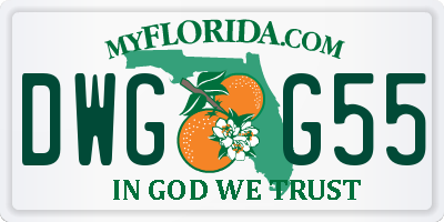 FL license plate DWGG55
