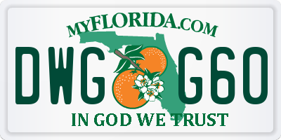 FL license plate DWGG60