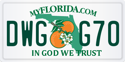 FL license plate DWGG70