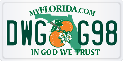 FL license plate DWGG98