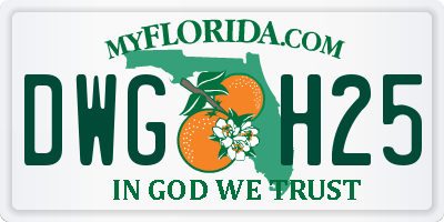 FL license plate DWGH25