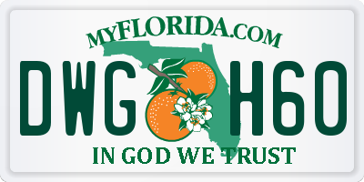 FL license plate DWGH60