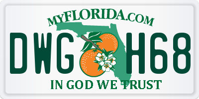 FL license plate DWGH68