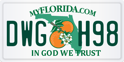 FL license plate DWGH98
