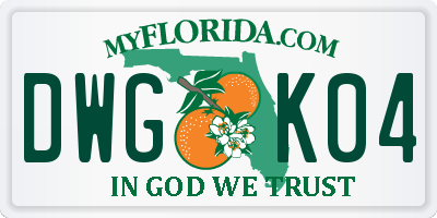 FL license plate DWGK04