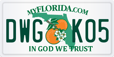 FL license plate DWGK05