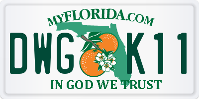 FL license plate DWGK11