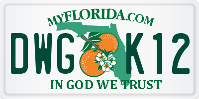 FL license plate DWGK12