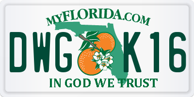 FL license plate DWGK16