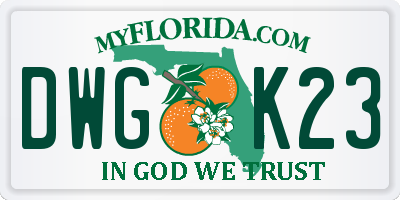 FL license plate DWGK23