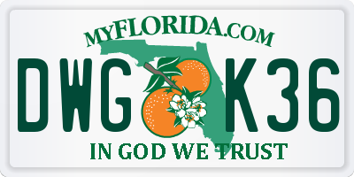 FL license plate DWGK36