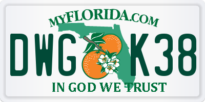 FL license plate DWGK38