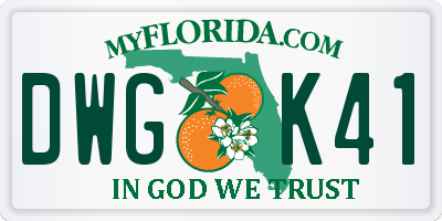 FL license plate DWGK41