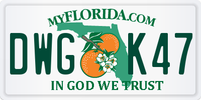 FL license plate DWGK47