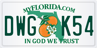 FL license plate DWGK54