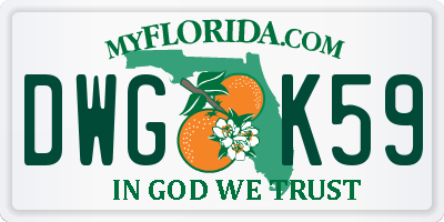 FL license plate DWGK59