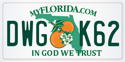 FL license plate DWGK62