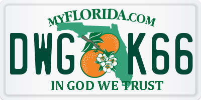 FL license plate DWGK66