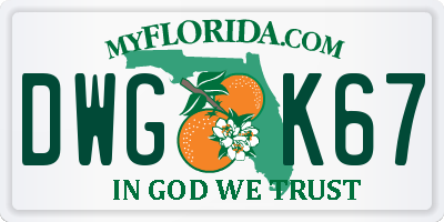 FL license plate DWGK67