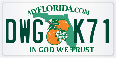 FL license plate DWGK71