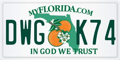 FL license plate DWGK74
