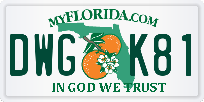 FL license plate DWGK81