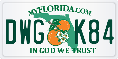 FL license plate DWGK84