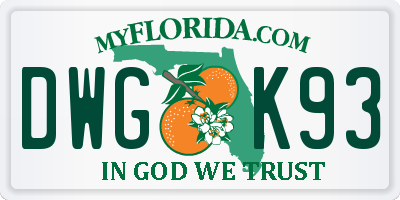 FL license plate DWGK93
