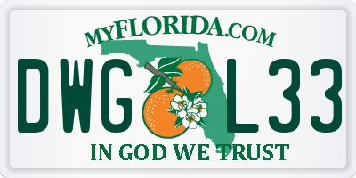 FL license plate DWGL33