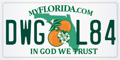 FL license plate DWGL84