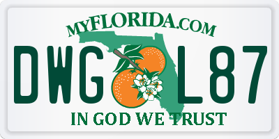 FL license plate DWGL87