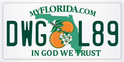 FL license plate DWGL89