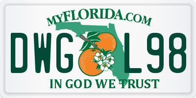 FL license plate DWGL98
