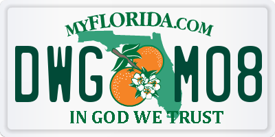 FL license plate DWGM08