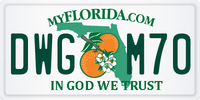 FL license plate DWGM70