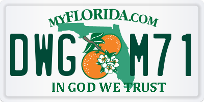 FL license plate DWGM71