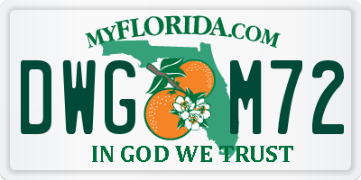 FL license plate DWGM72
