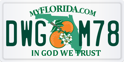 FL license plate DWGM78