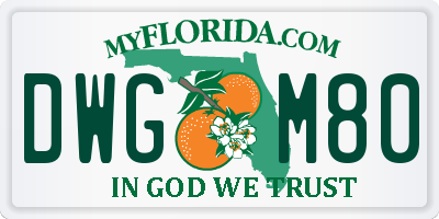FL license plate DWGM80