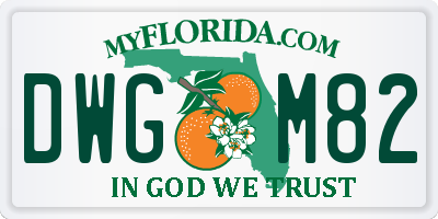 FL license plate DWGM82
