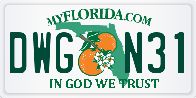 FL license plate DWGN31