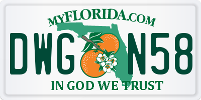 FL license plate DWGN58