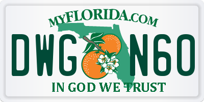FL license plate DWGN60