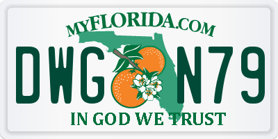 FL license plate DWGN79