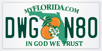FL license plate DWGN80