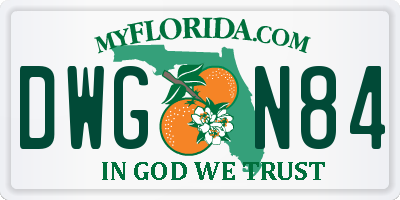 FL license plate DWGN84