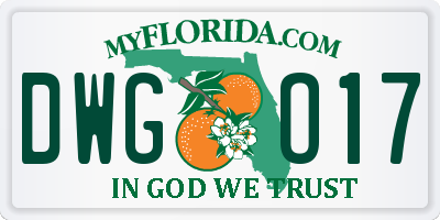FL license plate DWGO17