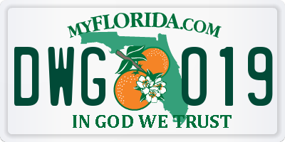 FL license plate DWGO19