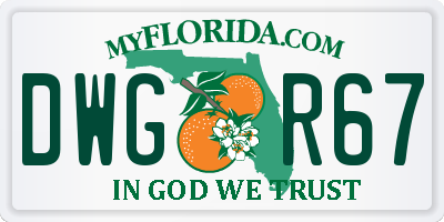 FL license plate DWGR67
