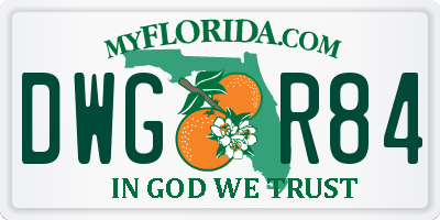 FL license plate DWGR84